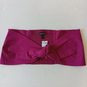 Express Women's Fuchsia Pink Linen Blend Tie Front Tube Top Sizes XS, M, L